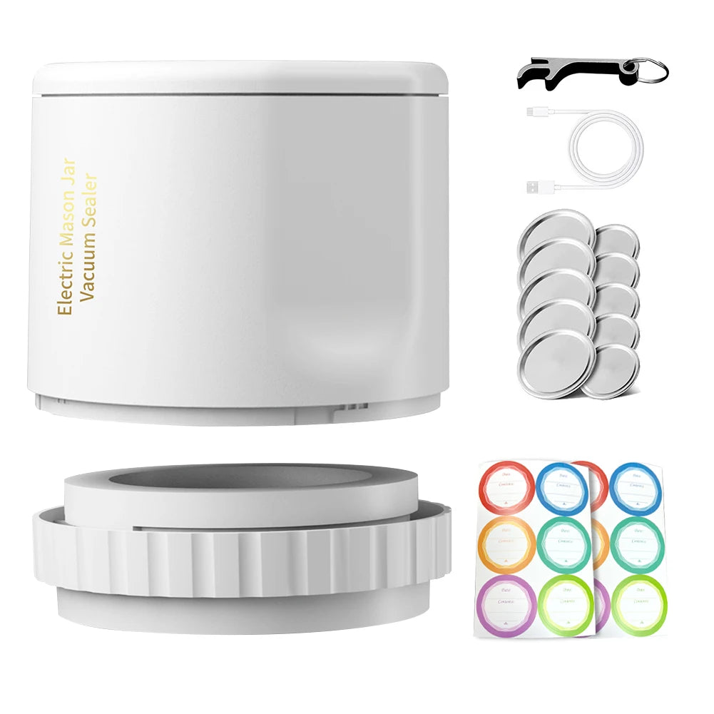 Electric Mason Jar Vacuum Sealer with Mason Jar Lids