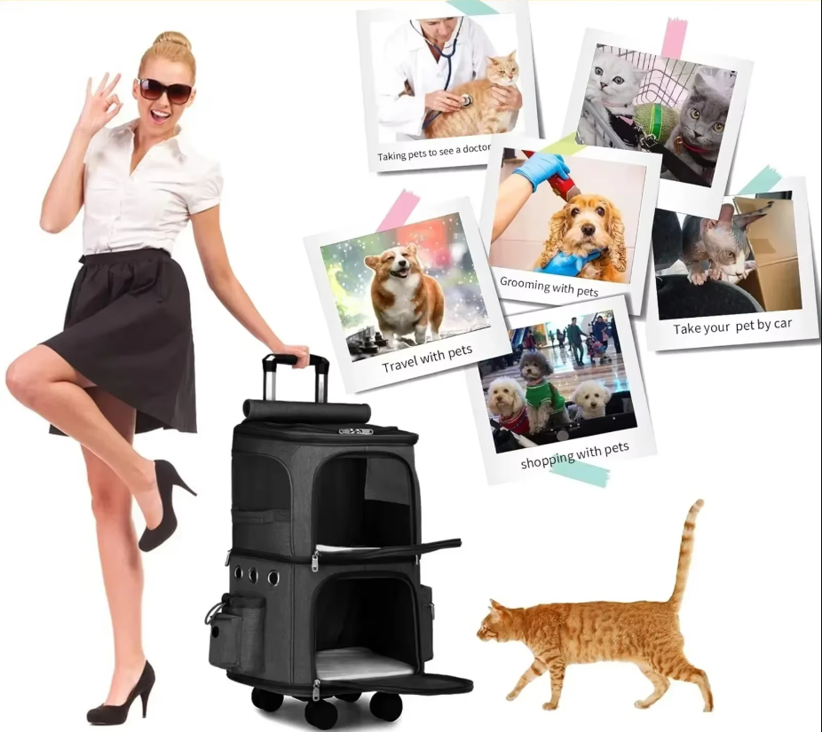 Pets Double Suitcase, Outing Trolly Backpacks.