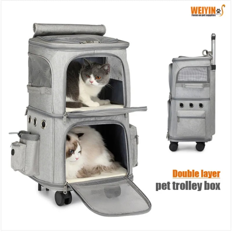 Pets Double Suitcase, Outing Trolly Backpacks.