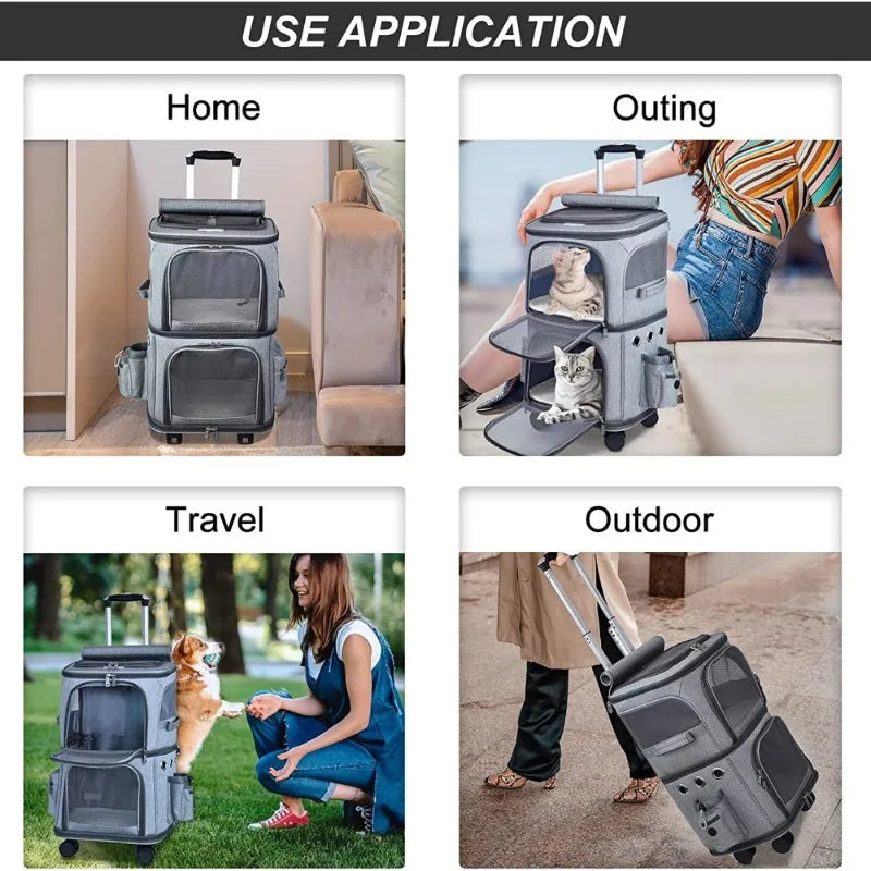 Pets Double Suitcase, Outing Trolly Backpacks.