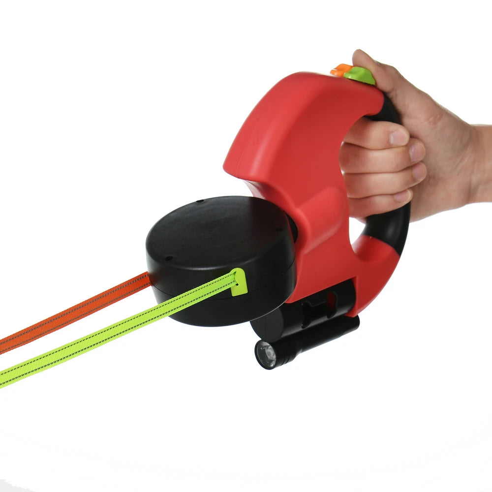 Retractable Double Dog Leashes, 360-Swivel No Tangle with Lights