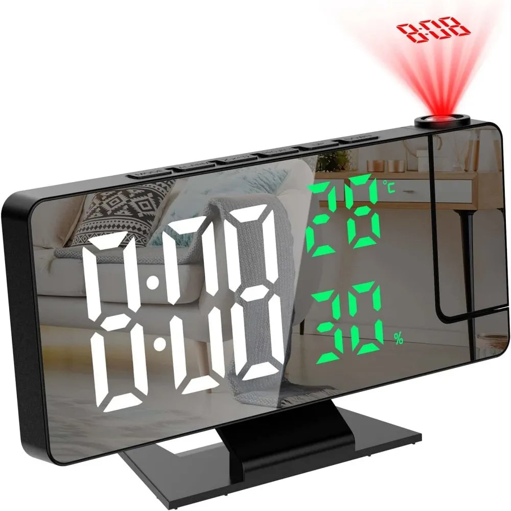 Rotate View: Projection Clock with Temperature, Humidity, and Night Mode