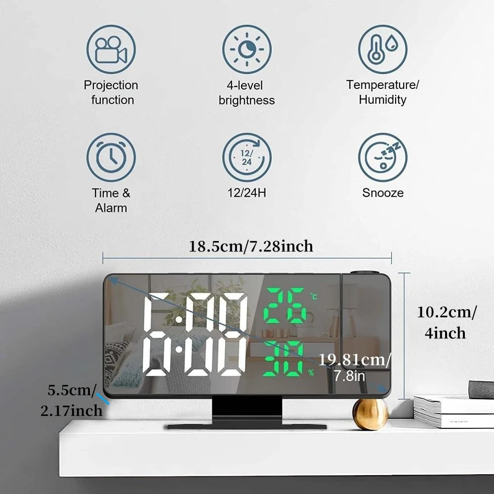 Rotate View: Projection Clock with Temperature, Humidity, and Night Mode