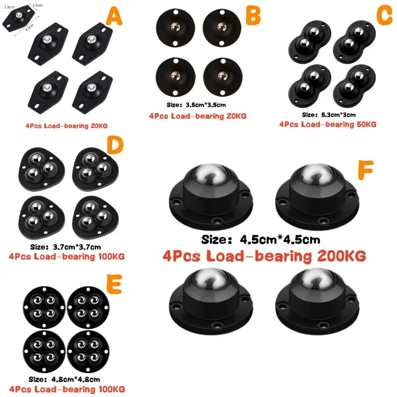 Steel Sphere: Casters Wheels with 360° Rotation